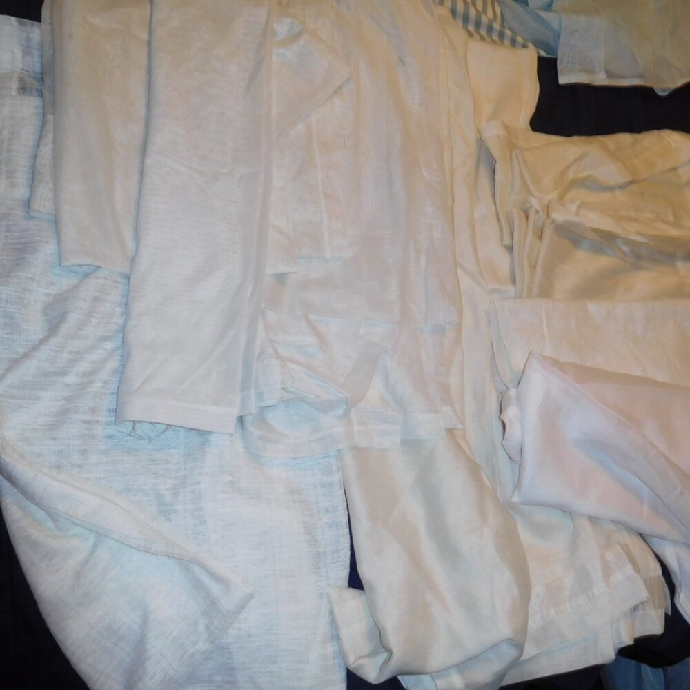 vintage lot of 10 assorted white sheer curtains